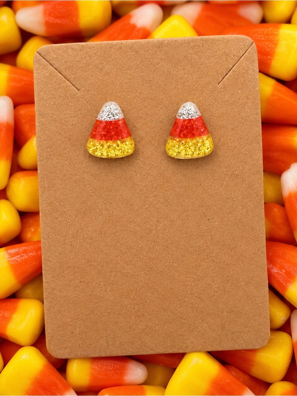 Candy Corn Glitter Stud Earrings